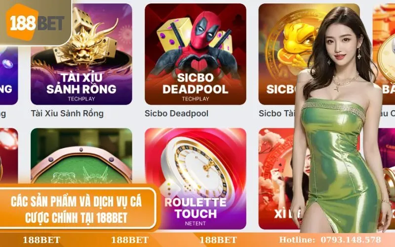 Các sản phẩm và dịch vụ cá cược chính tại 188Bet